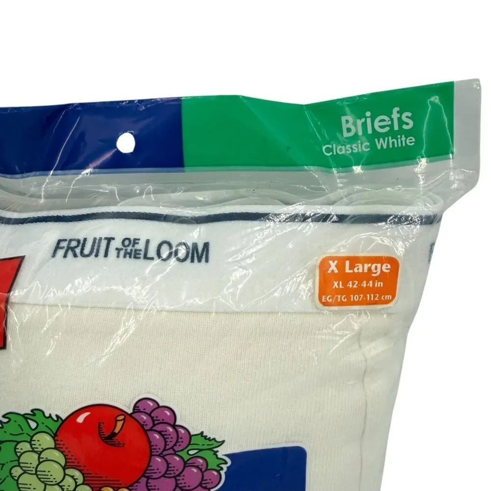 NEW VTG Fruit of the Loom 2009 Classic White Briefs Cotton 7 Pack Underwear XL